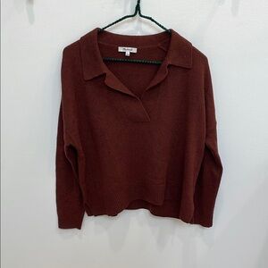 Madewell Cozy Brown V-Neck Sweater